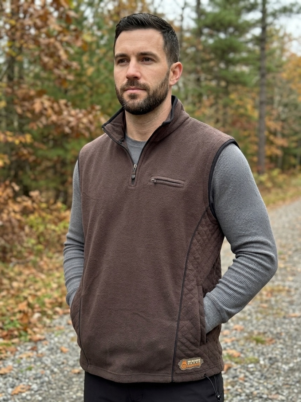 G.H. Bass Earth Magmaworx Men's Brown Fleece Quarter-Zip Vest Size XL